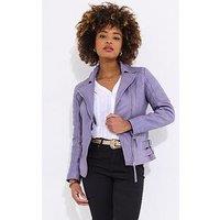 Joe Browns Ruby Leather Collared Biker Jacket - Lilac