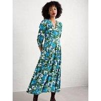 Seasalt Cornwall Floral Waisted Maxi Dress - Green