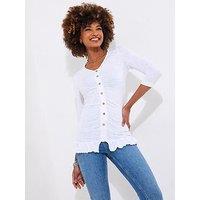 Joe Browns Serena Longline Button Through Jersey Top - White