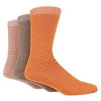 Glenmuir 3 Pack Bamboo Rib Leisure Crew Socks - Orange