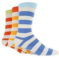 Glenmuir 3 Pack Bamboo Stripe Crew Socks - Multi