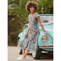 Joe Browns Romantic Roses Button Through Dress - Blue