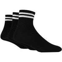 Wild Feet 3 Pack Mid Length Sports Ankle Socks - Black