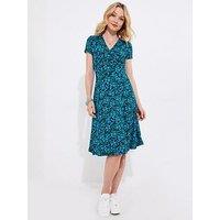 Joe Browns Felicity Floral Print Jersey Dress - Blue