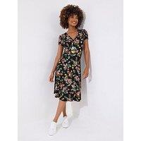 Joe Browns Clara Floral Print Jersey Dress - Black