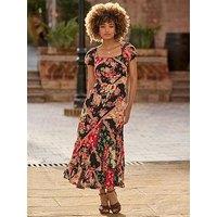 Joe Browns Sasha Patchwork Printed Maxi Dress - Black