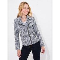 Joe Browns Lara Tweed Biker Jacket - Blue