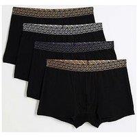 River Island Rr Metallic Colour 4 Pack Trunks - Black