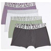 River Island Pack Of 4 Stretch Dye Ri Trunks - Green/Purple
