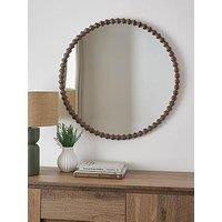 Very Home Round Wooden Bobbin Mirror 80Cm