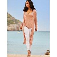 Sosandar Rose Gold Metallic Super Sparkly Longline Cardigan