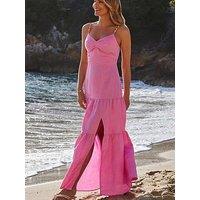 Sosandar Pink Tiered Hem Maxi Dress