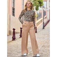 Sosandar Ponte Drawstring Wide Leg - Camel