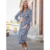 Sosandar Abstract Print Twist Detail Jersey Midi Dress - Multi