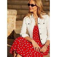 Sosandar Denim Jacket With Silver Button Detail - White