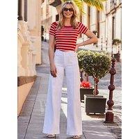 Sosandar Palazzo Pintuck Jeans - White