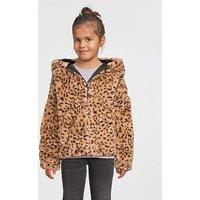 V By Very Girls Animal Print Faux Fur Jacket - Multi