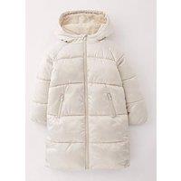 V By Very Girls Shorter Length Padded Heavy Weight Coat - Oyster Metallic