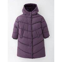 V By Very Girls Longline Oversized Padded Coat - Purple