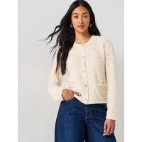 Sosandar Boucle Gold Button Trophy Cardigan
