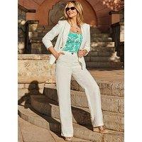 Sosandar Ivory Linen Wide Leg Trousers