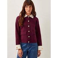 Monsoon Knit Mix Jacket - Burgundy - Red