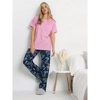 Long Tall Sally Butterfly Wide Leg Pj Set - Pink