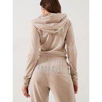 Juicy Couture Tina Classic Velour Track Pant With Diamante Logo - Beige