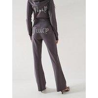 Juicy Couture Low Rise Jersey Flare Pant With Diamante Logo - Grey