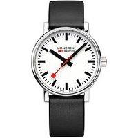 Mondaine Mens 40Mm Evo2 Black Vegan Leather Strap Watch