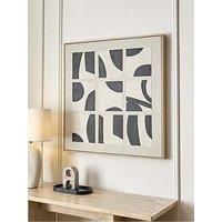 Very Home Black And White Abstract Square Hand-Painted Capped Canvas Wall Art