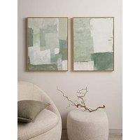 Michelle Keegan Home Set Of 2 Mk Abstract Hand Paint Capped Canvas 60X80Cm - Fsc Certified