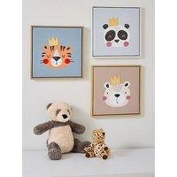 Very Home Set Of 3 Animal Canvas With Embroidery 25X25Cm - FscCertified