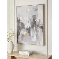 Very Home Grey Abstract Textured Capped Canvas With Gold Leaf 76X100Cm - Fsc Certified