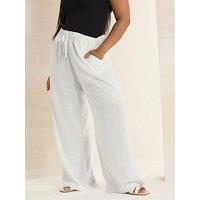 Yours Curve Linen Pull On Wide Leg Trousers