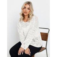 Yours Curve Pointelle Stitch Jumper - Ivory