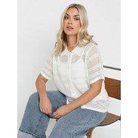 Yours Curve Collared Button Through Jumper - White