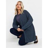 Yours Curve Tape Yarn Cardigan - Blue