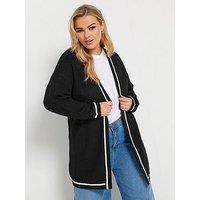 Yours Curve Contrast Knitted Cardigan - Black