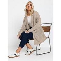 Yours Curve Tape Yarn Cardigan - Natural