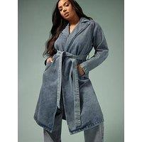 Yours Curve Longline Denim Trench Coat