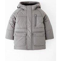 Mini V By Very Boys Hooded Padded Coat - Grey