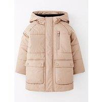 Mini V By Very Boys Hooded Padded Coat - Stone Grey