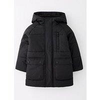 Mini V By Very Boys Hooded Padded Coat - Black