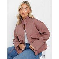 Yours Curve Twill Drop Shoulder Jacket - Pink