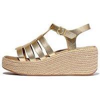 Fitflop Platfforms Espadrille Leather Fisherman Wedge Sandals - Platino