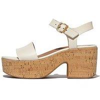 Fitflop Platfforms Leather/Cork Heeled Ankle-Strap Sandals - Paris Beige