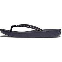 Fitflop Iqushion Multi-Crystal Ergonomic Flip-Flops - Midnight Navy