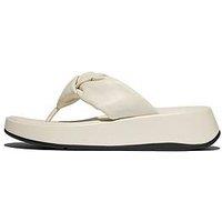 Fitflop F-Mode Knot Soft-Leather Flatform Toe-Post Sandals - Paris Beige
