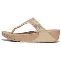 Fitflop Lulu Crystal Embellished Toe-Post Sandals - Latte Beige